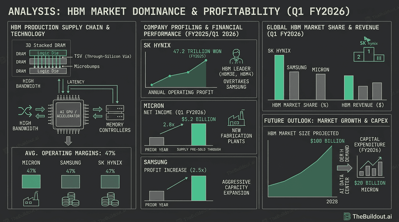 Micron, Samsung, and SK Hynix dominate HBM production as average operating margins hit 47%