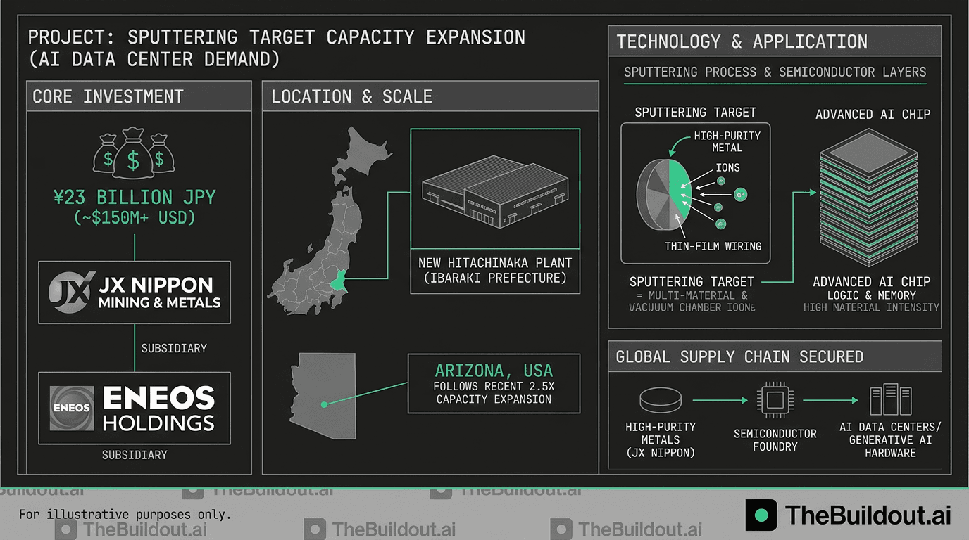 JX Nippon Mining & Metals to invest 23 billion yen to expand sputtering target production for AI data centers