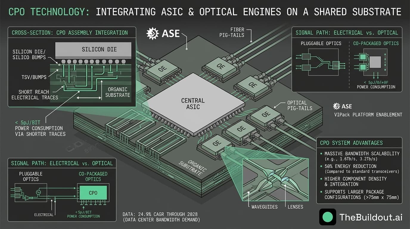 ASE introduces co-packaged optics technology to address high-density ASIC and optical engine assembly