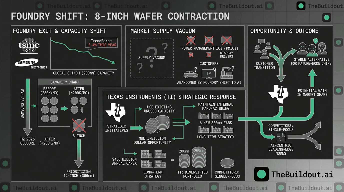 Texas Instruments seeks to gain market share as TSMC and Samsung exit 8-inch wafer production