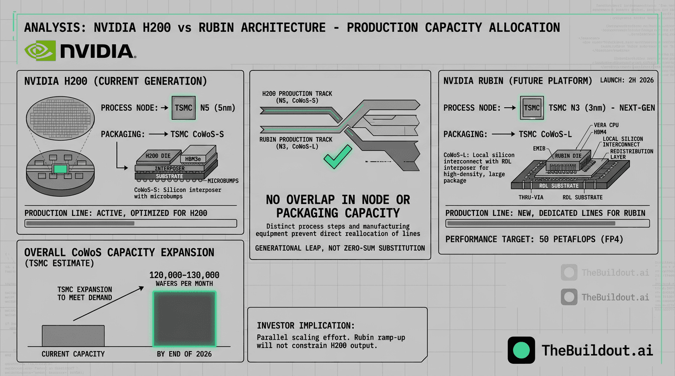 Nvidia H200 and Rubin architecture production lines show no overlap in node or packaging capacity