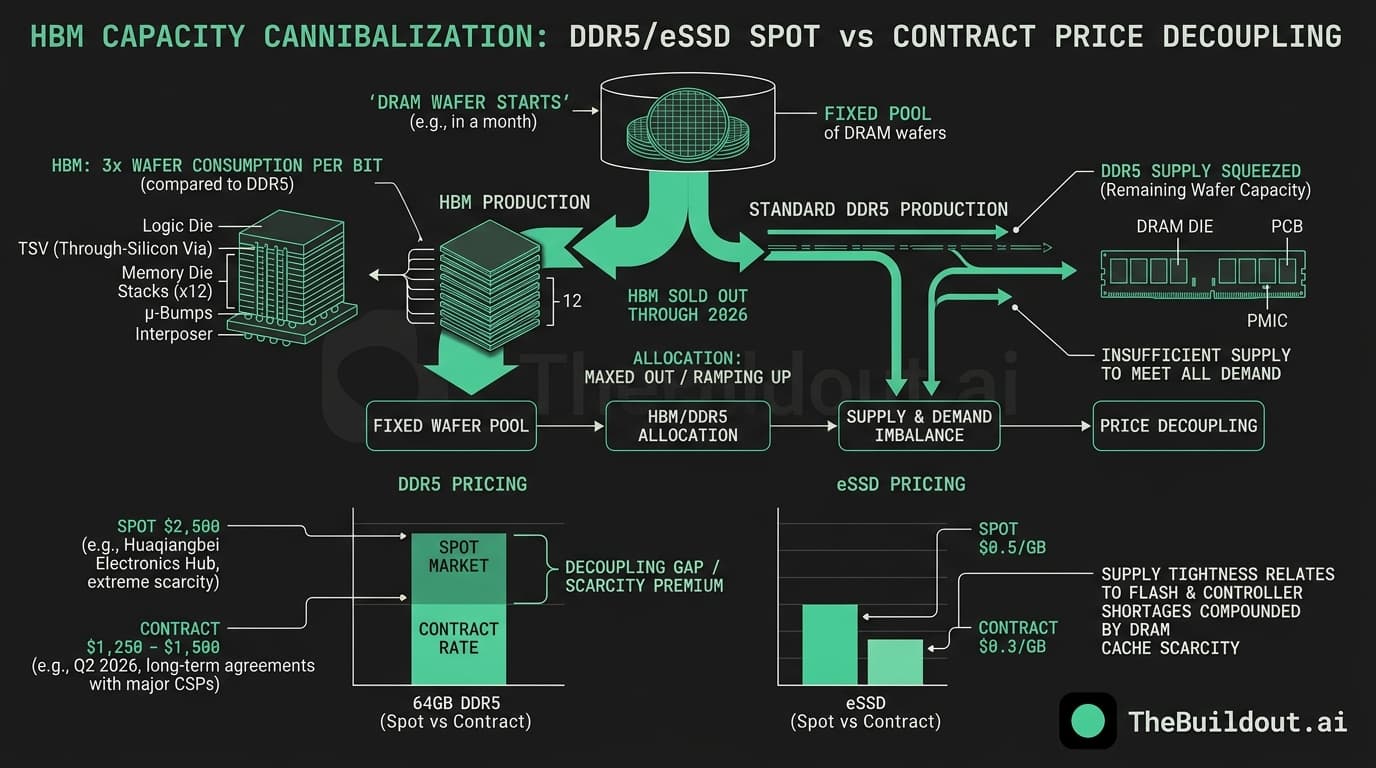 DDR5 and eSSD spot prices significantly decouple from Micron and Samsung contract rates
