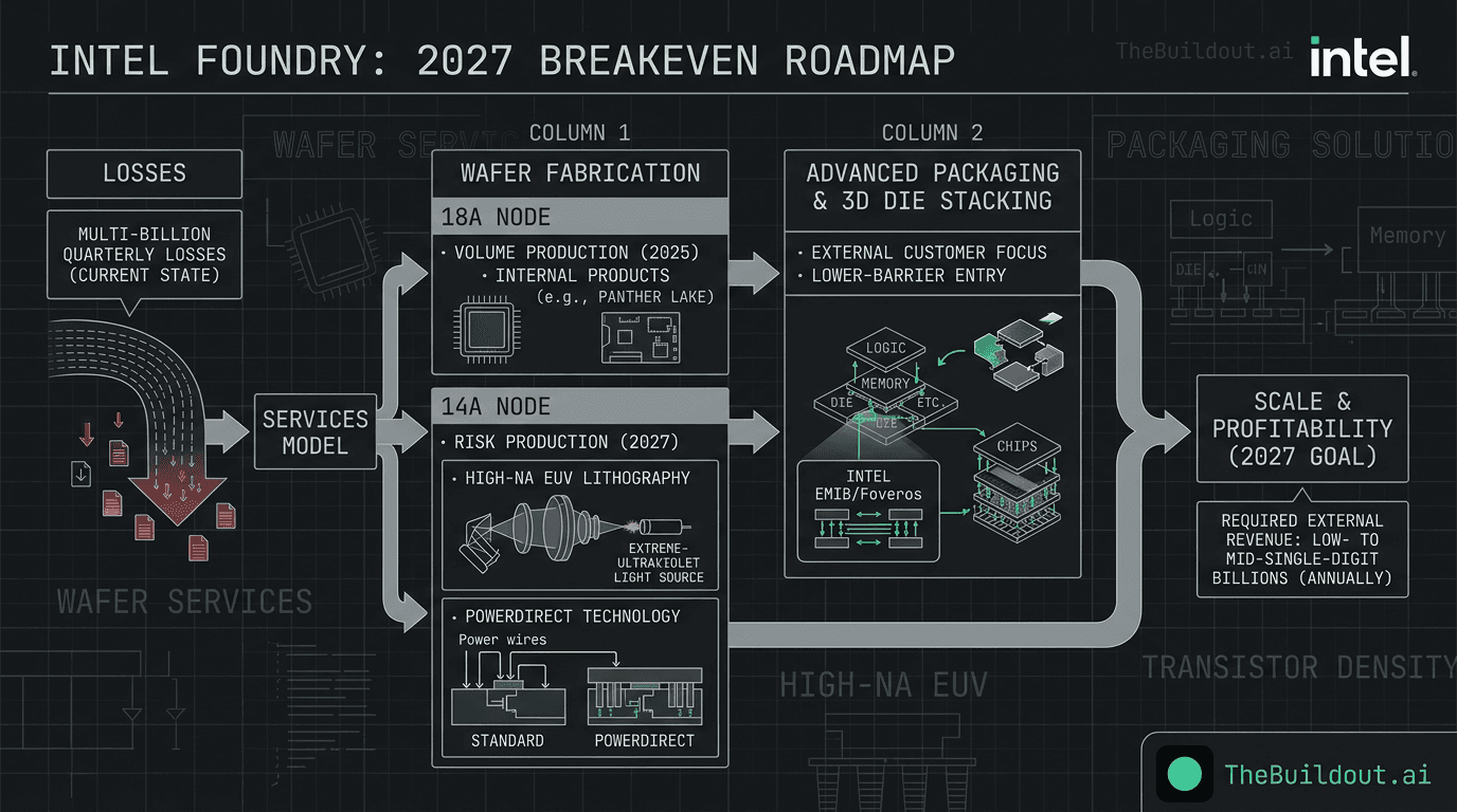 Intel Foundry progress toward 2027 breakeven goal supported by 18A, 14A, and advanced packaging demand