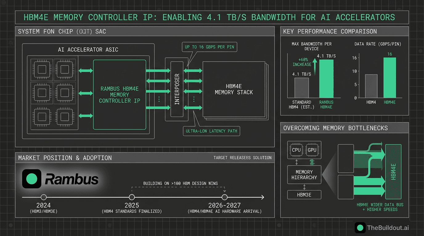 Rambus introduces HBM4E memory controller achieving 4.1 TB/s bandwidth for AI accelerators
