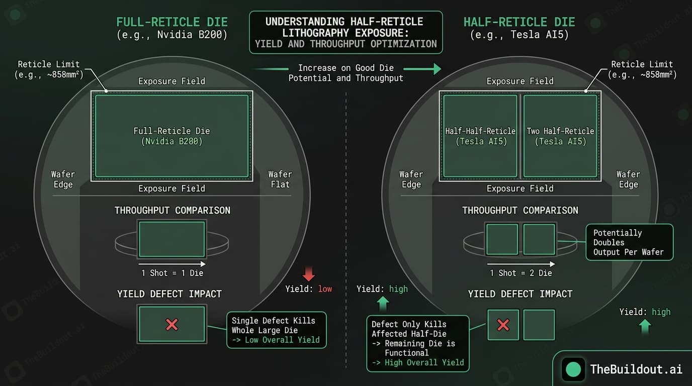 Tesla AI5 chip to utilize half-reticle design to improve manufacturing yield